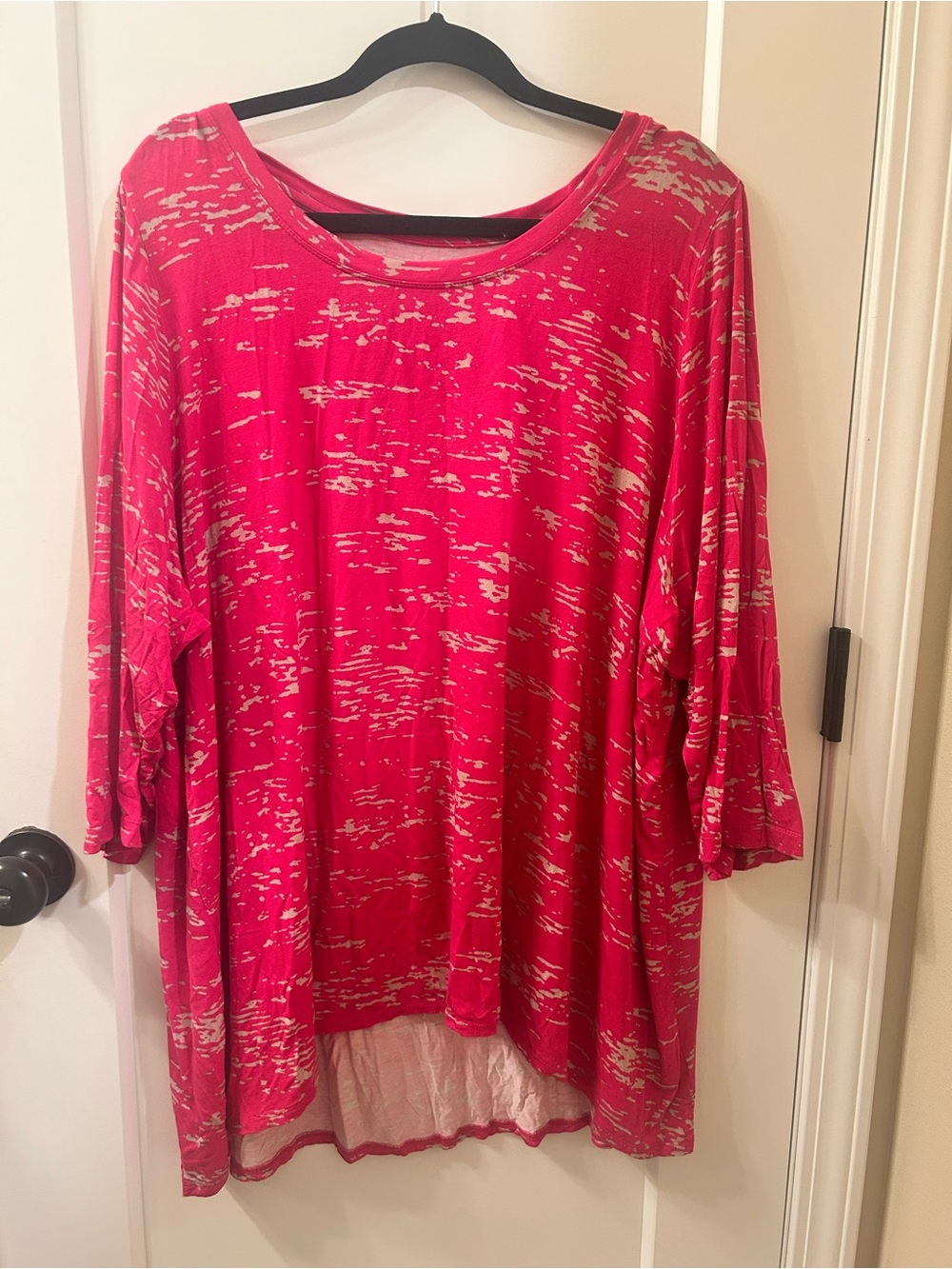 LOGO by Lori Goldstein Pink Slub Knit Distressed Tunic